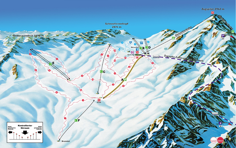 page 191. Photograph of the Zugspitze Ski Bowl above.