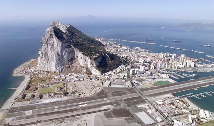 page 133. Photograph of the Rock, the Bay of Gibraltar, and the airport.